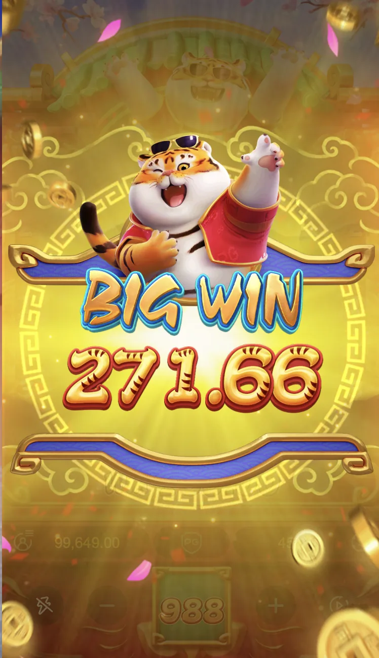 Tela de BIG WIN do Fortune Tiger com o tigre comemorando e o valor 271,66